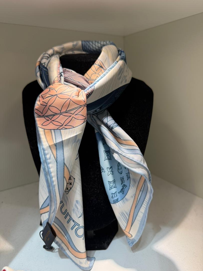 Sky Monogram Silk Scarf