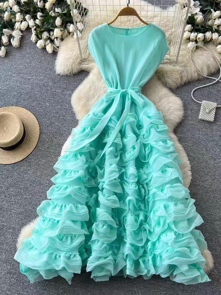 Mint Tiered Ruffle Maxi Dress
