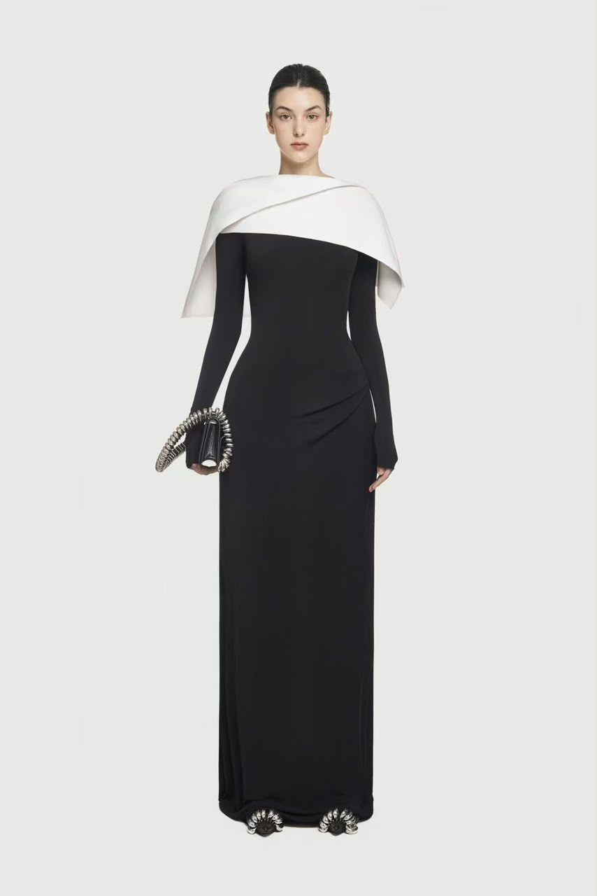 Ivoire Drape Column Gown