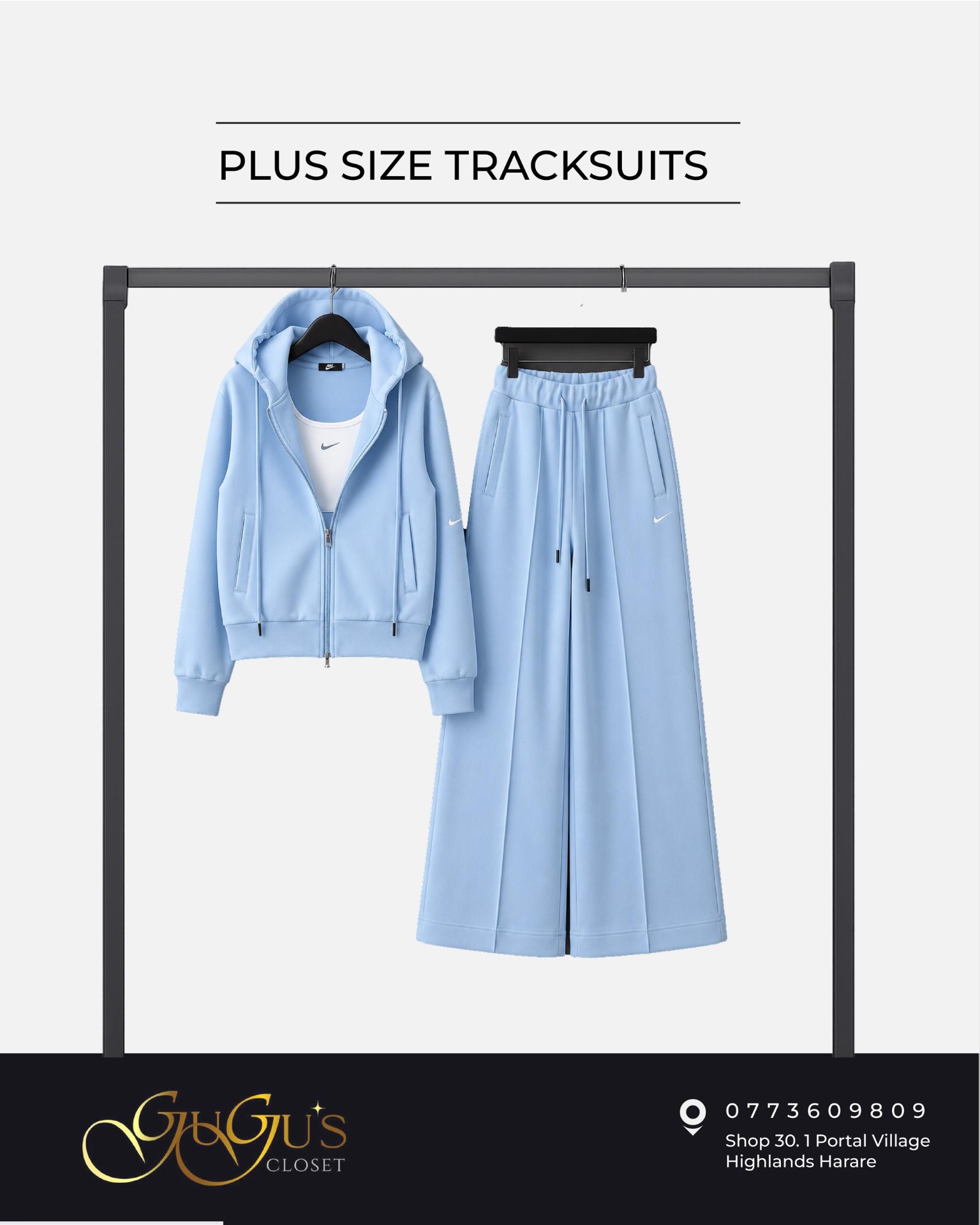 Sky Blue Plus Size Tracksuit
