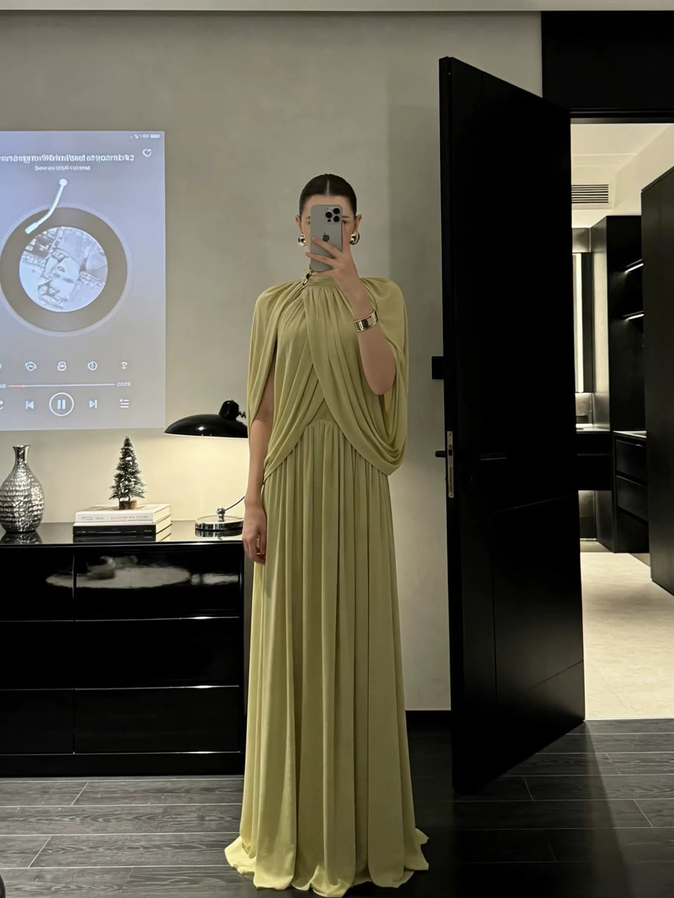 Citrine Draped Halter Gown