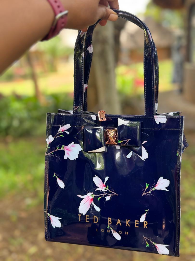 Navy Magnolia Bow Tote
