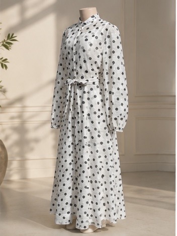 Ivoire Polka Dot Maxi Shirt Dress