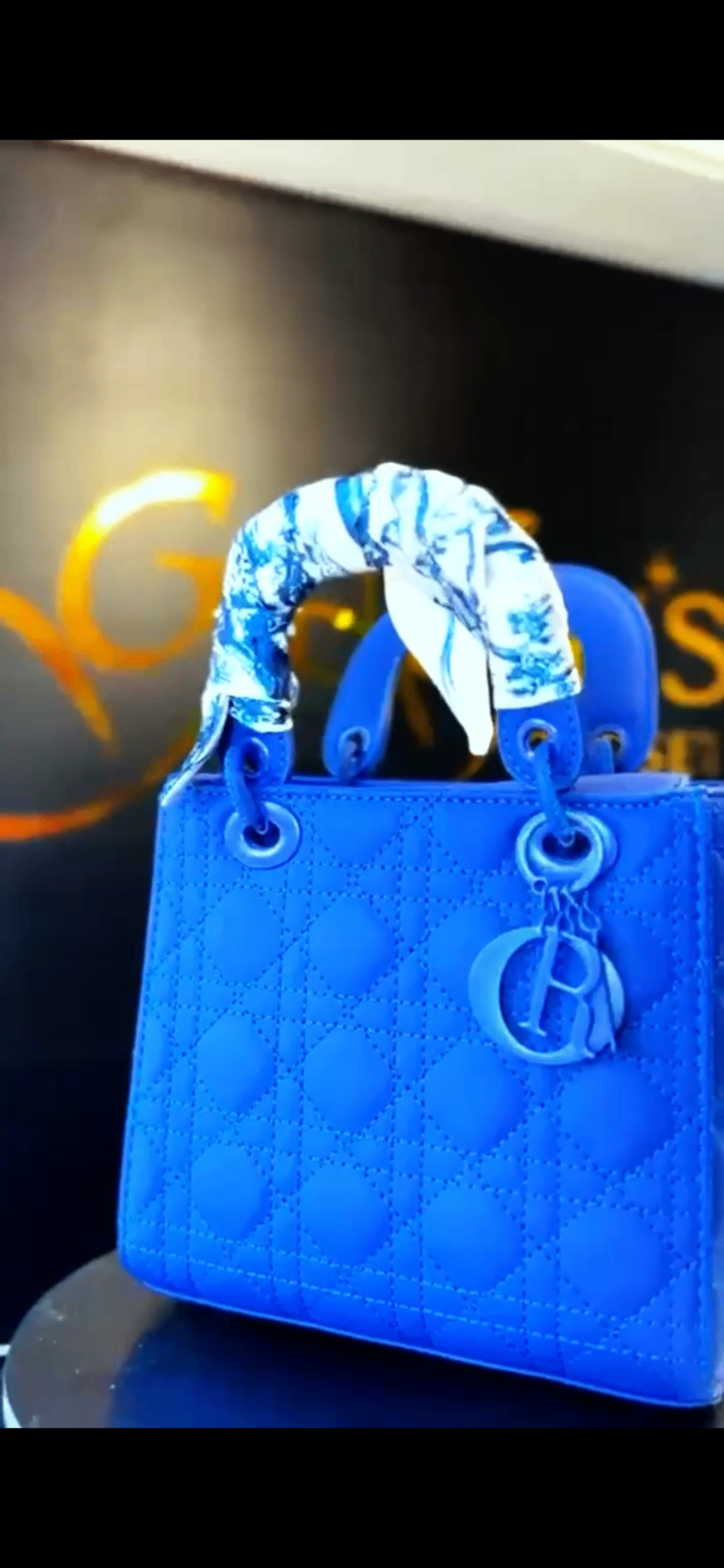 Cobalt Cannage Mini Top-Handle