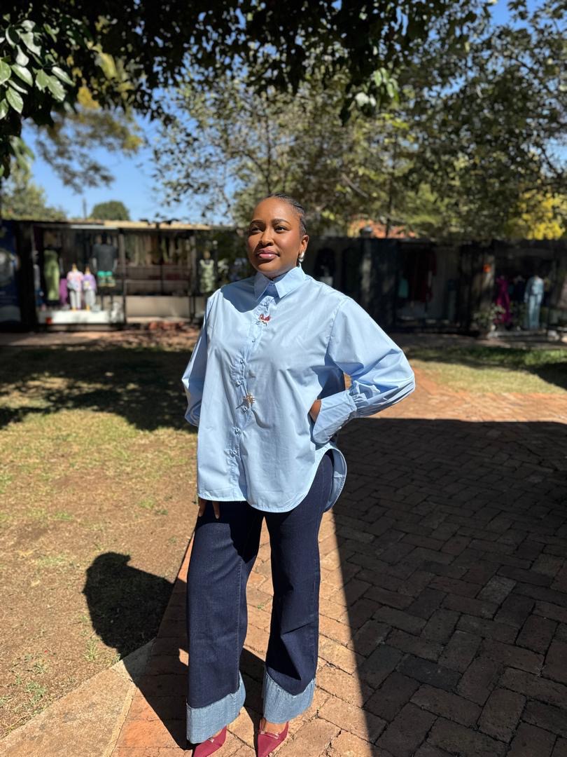 Azure Embroidered Poplin Shirt