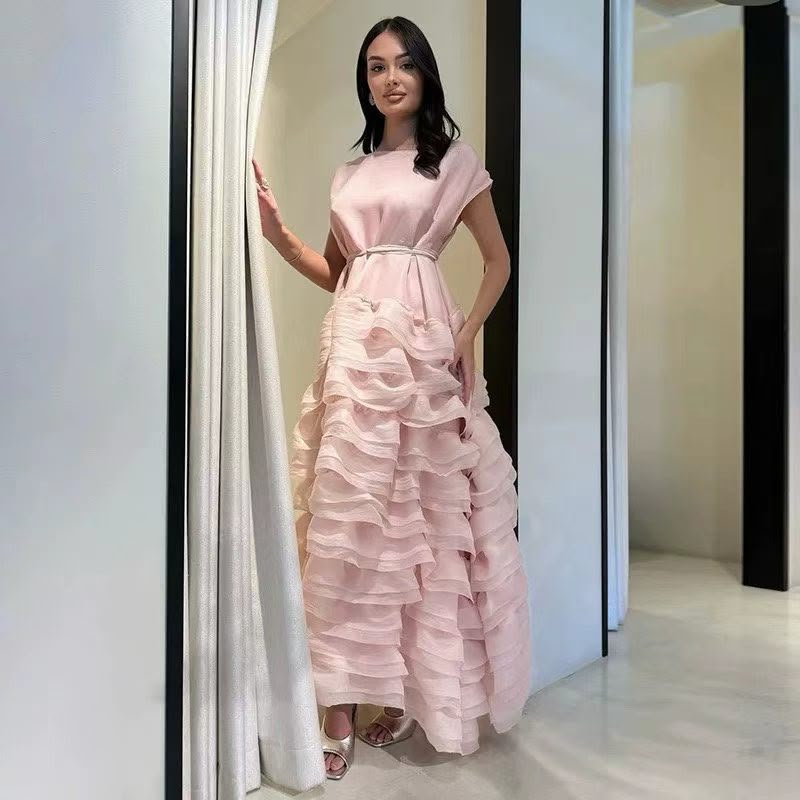 Blush Tiered Organza Gown